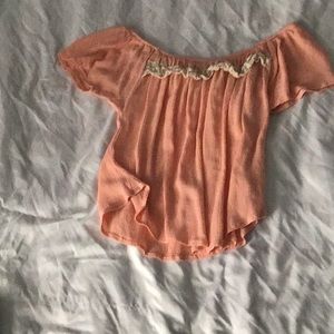Off the shoulder pink top